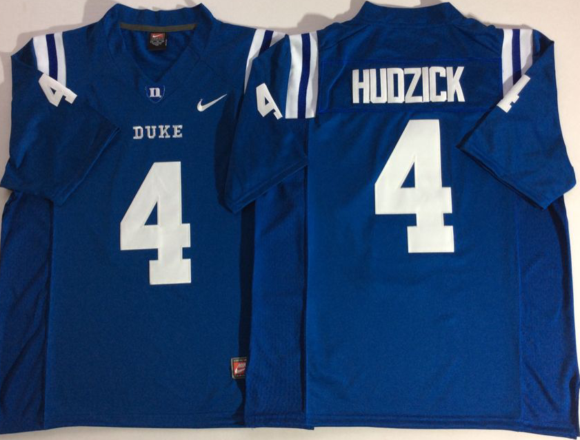 NCAA Men Duke Blue Devils Blue #4 HUDZICK->ncaa teams->NCAA Jersey